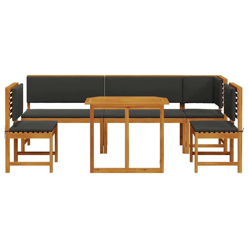 6-teiliges Gartenset mit Kissen - aus stabilem Akazienholz